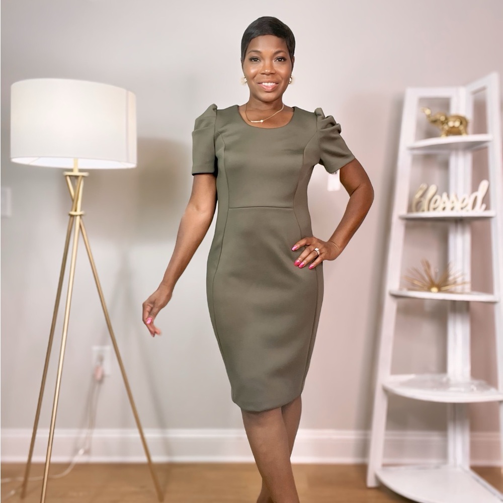 CALVIN KLEIN OLIVE TULIP DRESS